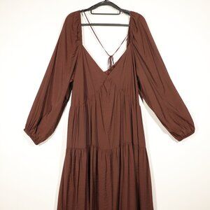 NWT Primark Long Sleeve Brown Maxi Dress US Size 18